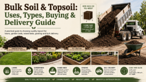 Bulk soil and topsoil for gardening, lawns, and landscaping projects
