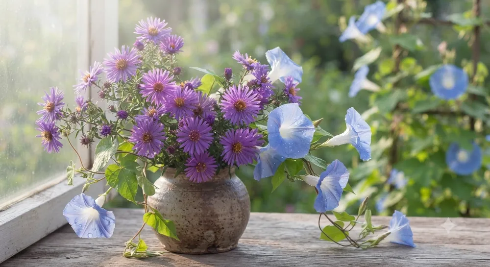 Aster and morning glory — September birth flowers