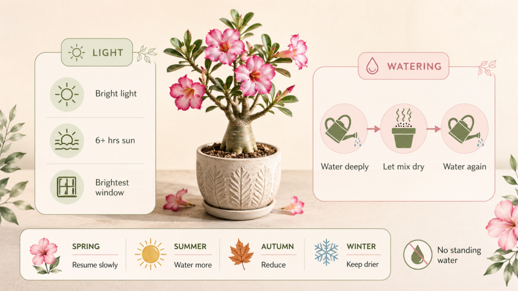 How To Grow & Care For Desert Rose For Year-Round Flowers