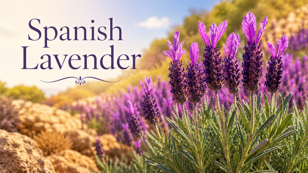 English Lavender: The Classic Fragrance You’ve Been Searching For Spanish Lavender (Lavandula stoechas) featuring distinctive rabbit ear flower petals