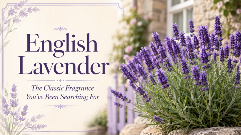 English Lavender (Lavandula angustifolia) with fragrant purple flower spikes blooming in a garden