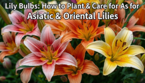 Vibrant yellow and orange Asiatic lilies blooming in a sun-drenched garden border.