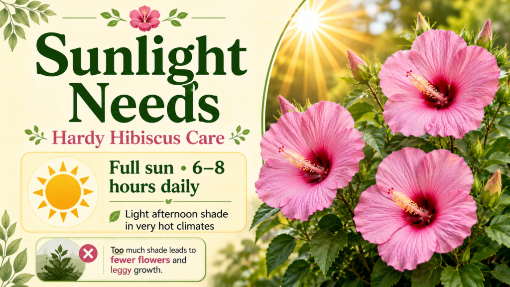 How To Plant, Grow & Care For Hardy Hibiscus Hardy hibiscus care showing sunlight soil and watering needs for healthy flowering plant growth