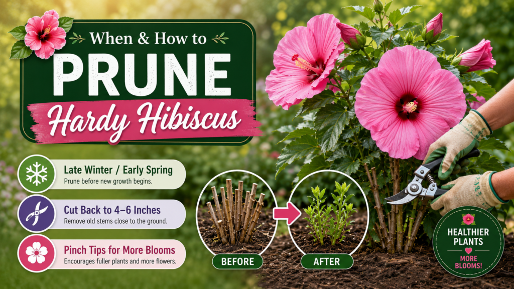 How To Plant, Grow & Care For Hardy Hibiscus Pruning hardy hibiscus stems in early spring to encourage bushy growth and more flowers