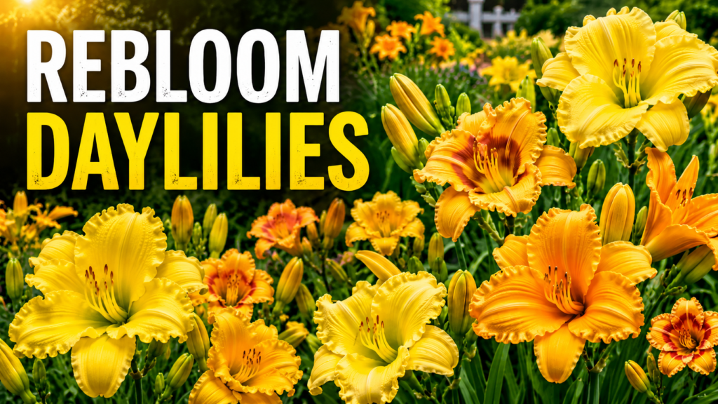 Reblooming Daylilies — Best Varieties That Not All Daylilies Bloom All Season Close-up of compact Stella de Oro golden-yellow trumpet daylily blooms in a landscape border.
'Going Bananas' Image: Vibrant lemon-yellow Going Bananas daylily flowers on tall scapes in a mixed perennial bed.