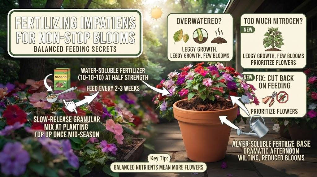 Impatiens Plant Care And Growing Guide Fertilizing Impatiens for Continuous Blooms