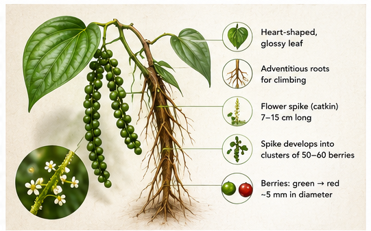 Where Does Black Pepper Come From? Plant & Spice Guide Close-up of fresh green peppercorns growing on a pepper vine