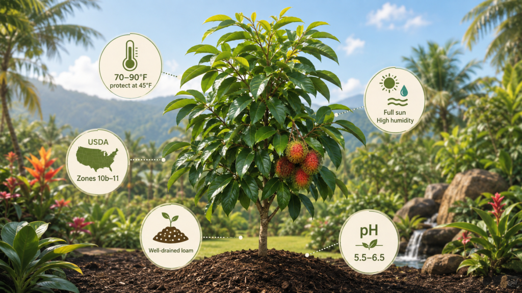 Rambutan Tree Guide: Fruit, Growing Conditions, and Care Tips