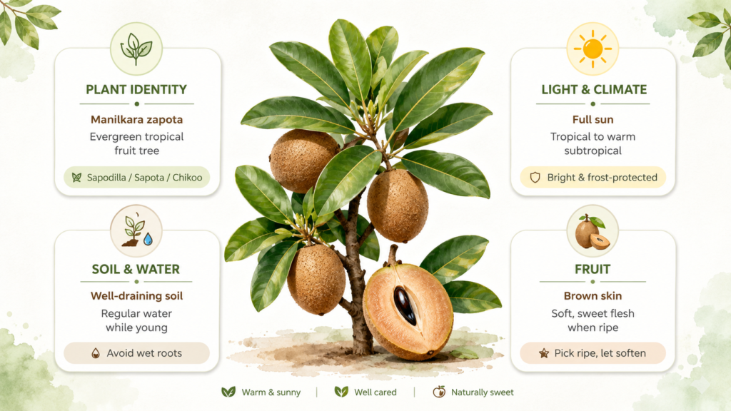 Chikoo Plant Guide: How Sapodilla Grows and What the Fruit Tastes Like