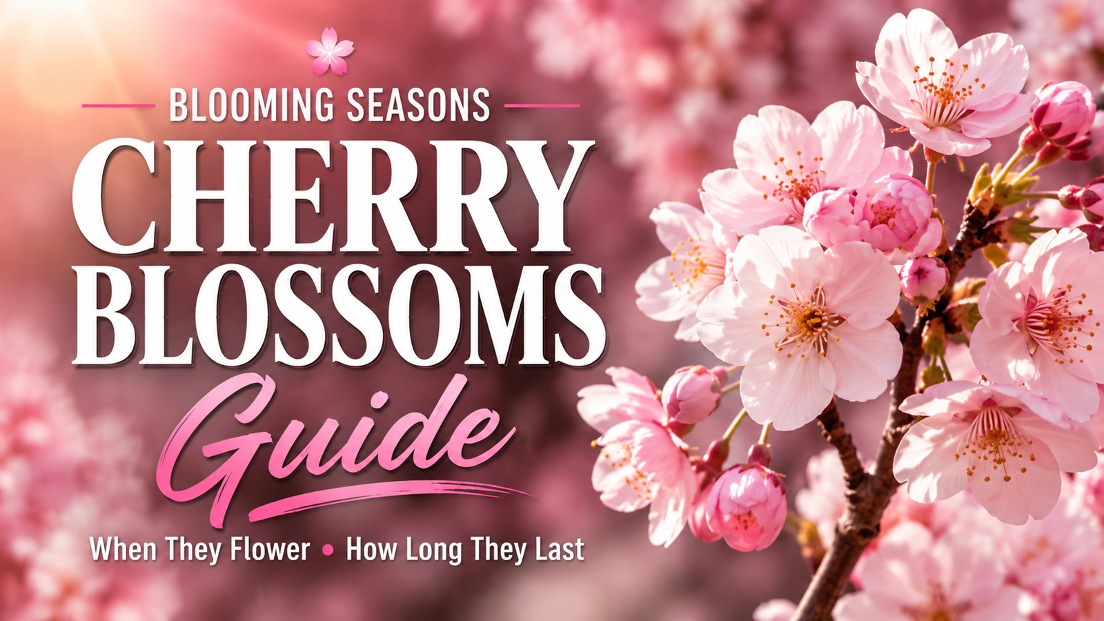 Cherry Blossom: Blooming Seasons for Flowering Cherry Trees Cherry blossom flowers blooming beautifully on a flowering cherry tree in springtime with pink petals and green leaves