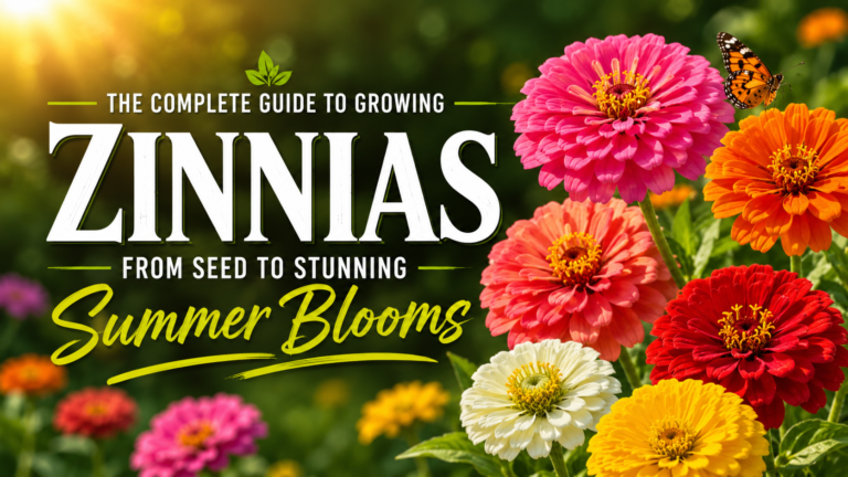 Zinnias growing beautifully in a sunny garden with colorful blooms and lush green foliage