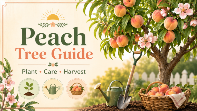 How to Grow a Peach Tree: Planting, Care & Harvest Guide How to grow a peach tree with healthy leaves and ripe peaches in a home garden