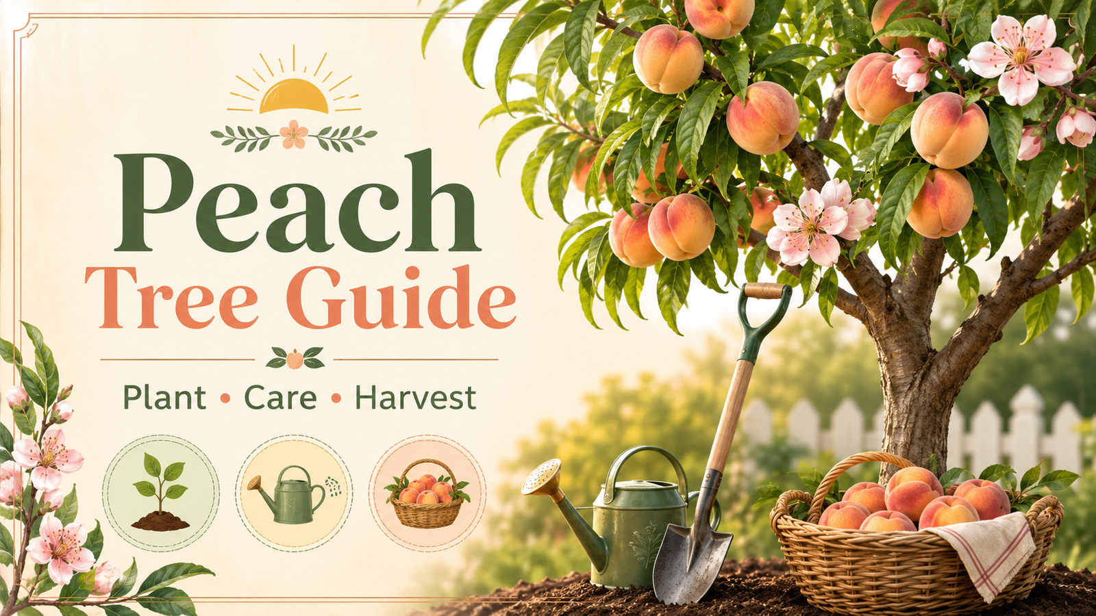 How to Grow a Peach Tree: Planting, Care & Harvest Guide How to grow a peach tree with healthy leaves and ripe peaches in a home garden