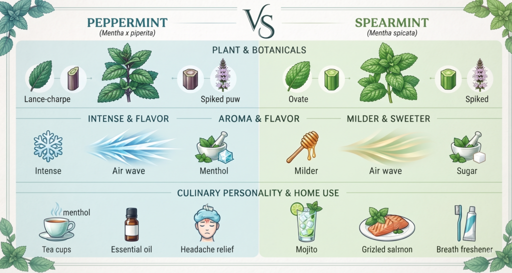 Peppermint vs Spearmint Plant: Differences, Uses, and Growing Tips