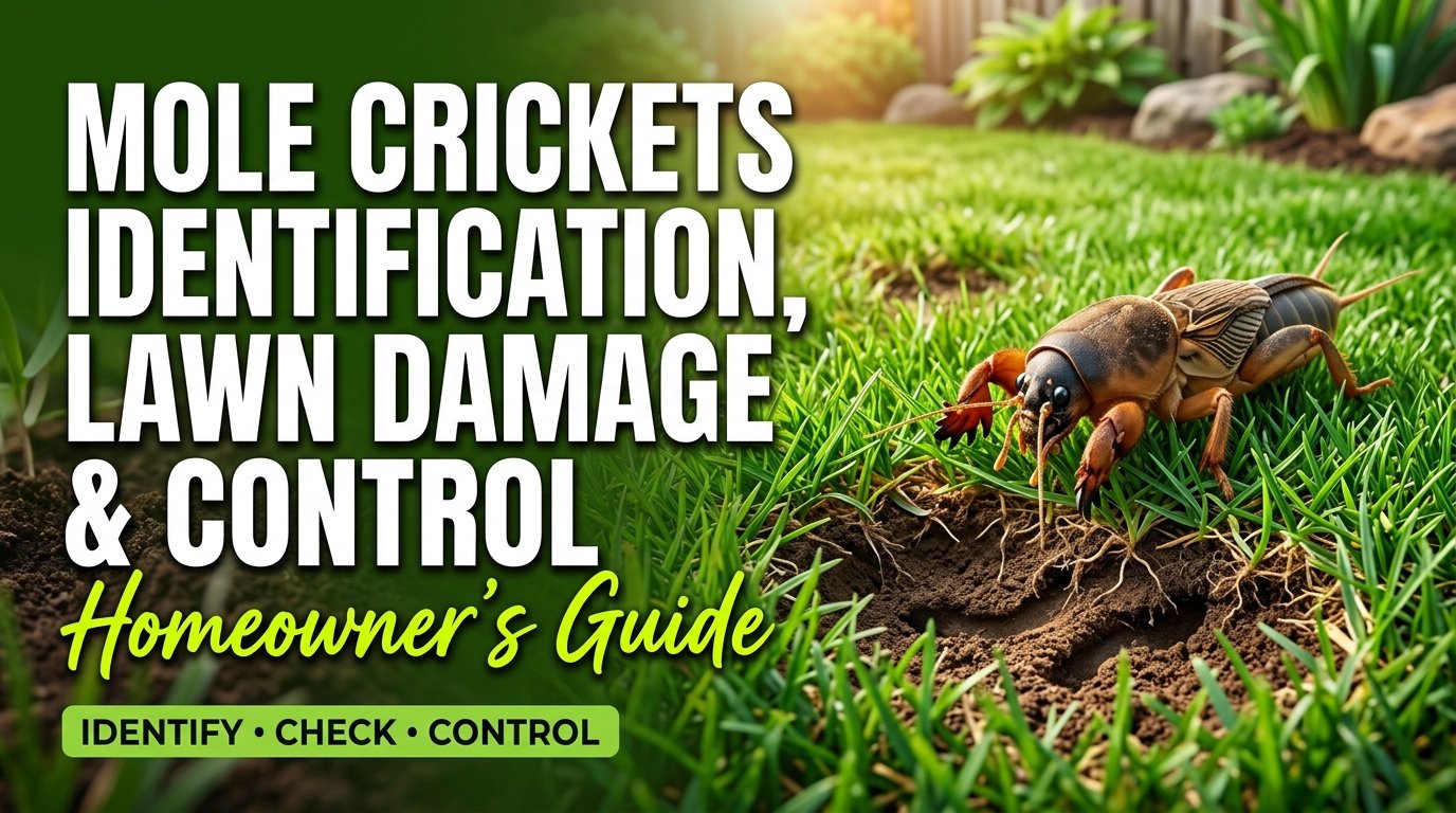 Mole Cricket: Identification, Lawn Damage & Pest Control Mole cricket causing lawn damage with visible tunnels and disturbed grass roots