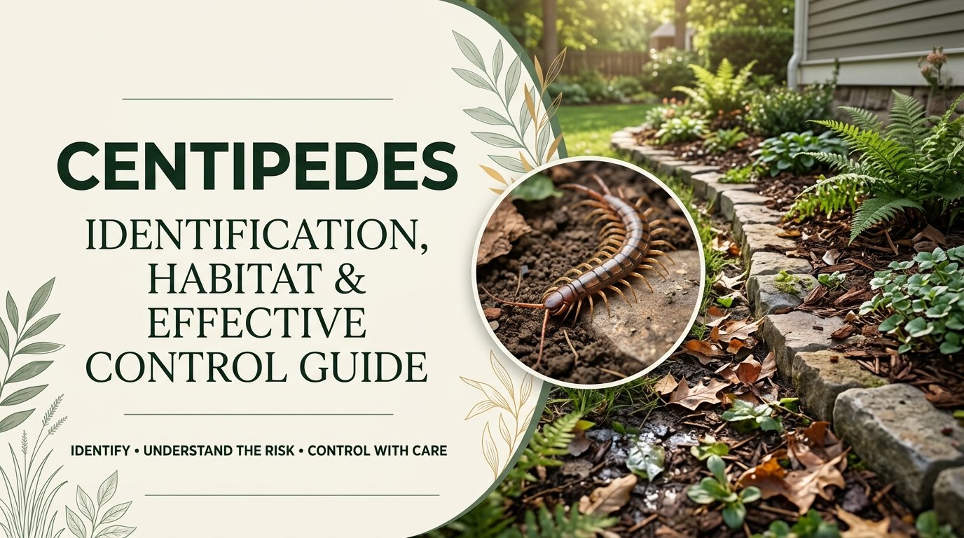 Centipedes: Identification, Habitat & Effective Control Guide Centipede on the ground, showing its long segmented body and numerous legs.