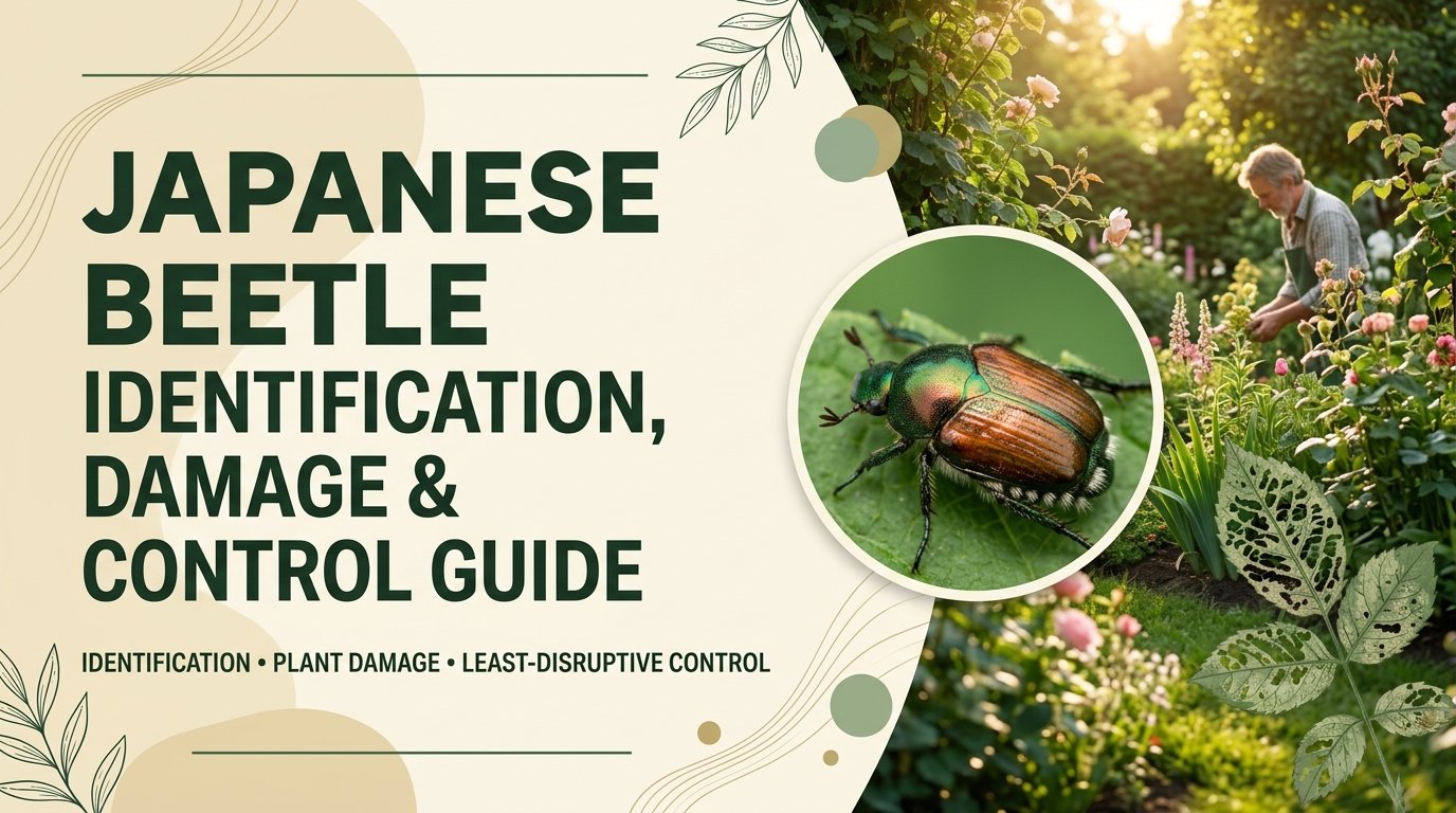 Japanese Beetle: Identification, Damage & Control Guide Japanese beetles feeding on leaves and causing visible damage to a garden plant