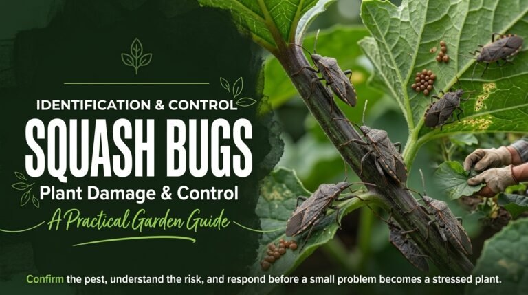 Squash Bugs: Identification, Plant Damage & Control Squash bugs on a squash plant leaf showing their brown bodies and distinctive markings.