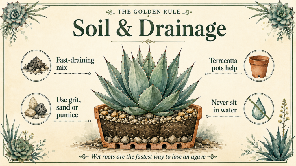 Agave Plant Care and Growing Guide: Tips for Healthy Growth Agave growing in well-drained soil under bright sunlight