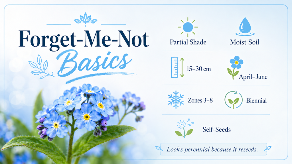 Forget Me Not: How to Grow, Plant, and Care for the Flowers Forget me not flowers blooming with delicate blue petals in a garden