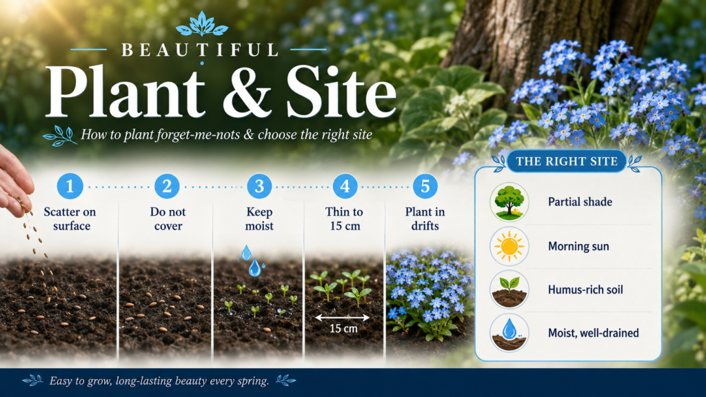 Forget Me Not: How to Grow, Plant, and Care for the Flowers Forget me not flowers blooming beside other spring flowers