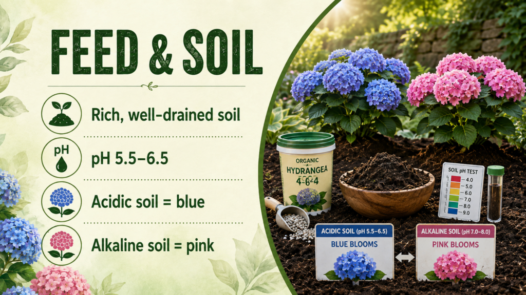 Hydrangea Care: How to Grow Beautiful Hydrangeas at Home Hydrandea care with mulch protecting the plant roots and retaining soil moisture