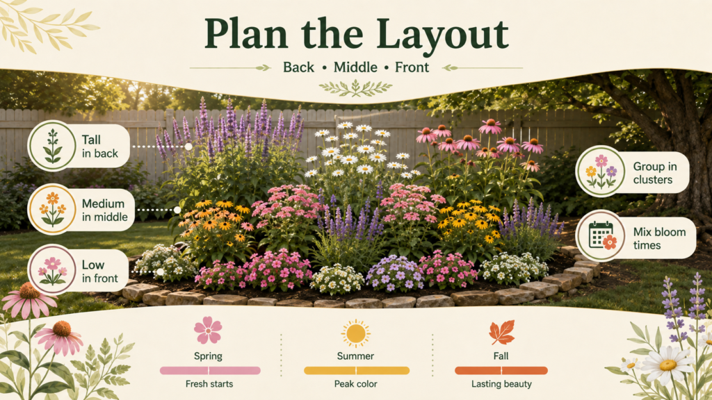 How to Start a Flower Garden: Planning, Planting & Care How to start a flower garden by arranging flowers with proper spacing