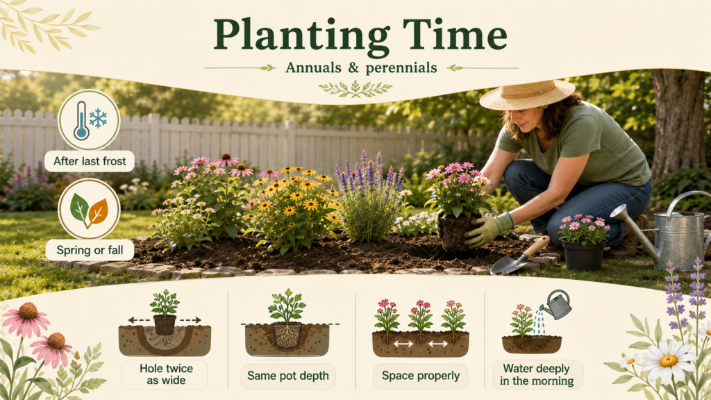 How to Start a Flower Garden: Planning, Planting & Care How to start a flower garden with young plants growing in rich garden soil