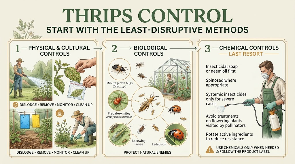 Thrips: Identification, Plant Damage & Effective Control Gentle and natural methods being used to control thrips on an infested plant.