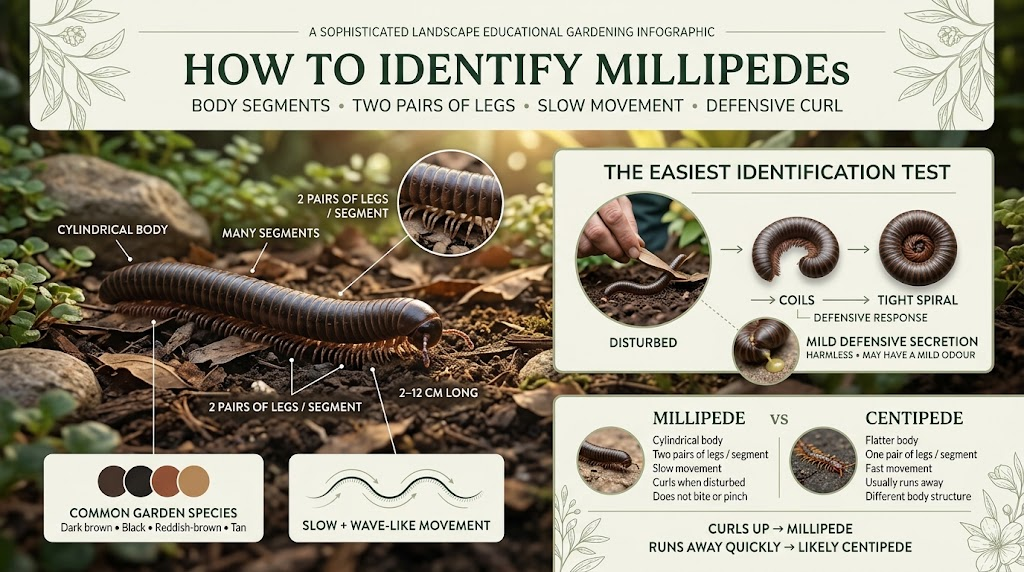 Millipede: Identification, Habitat & Control Guide Essential Close-up of a millipede showing its cylindrical segmented body, many legs, and curled posture.