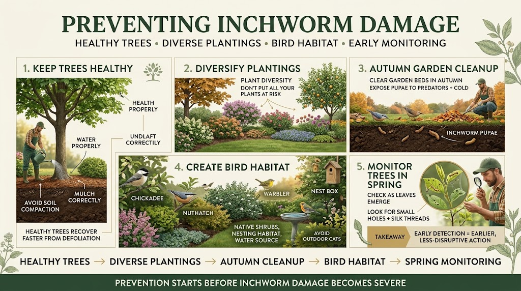Inchworm: Identification, Plant Damage & Effective Control Healthy garden plants being inspected and maintained to help prevent recurring inchworm infestations.