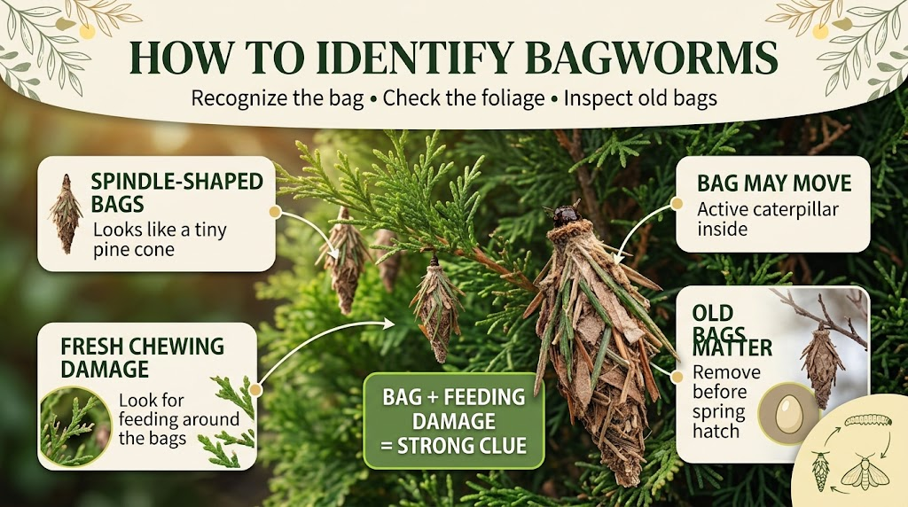Bagworms: Identification, Damage & Effective Removal Guide Bagworms on plant branches, showing their distinctive protective cases attached to foliage.