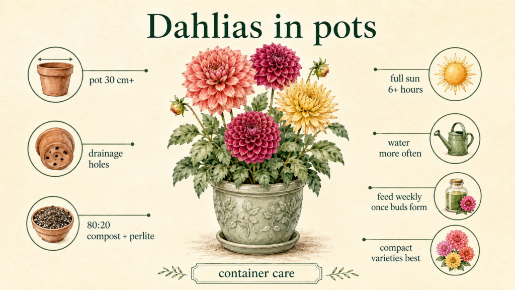 Learn How To Plant And Care For Your Dahlias Close-up of layered dahlia petals with vibrant colors. dahlias in pots